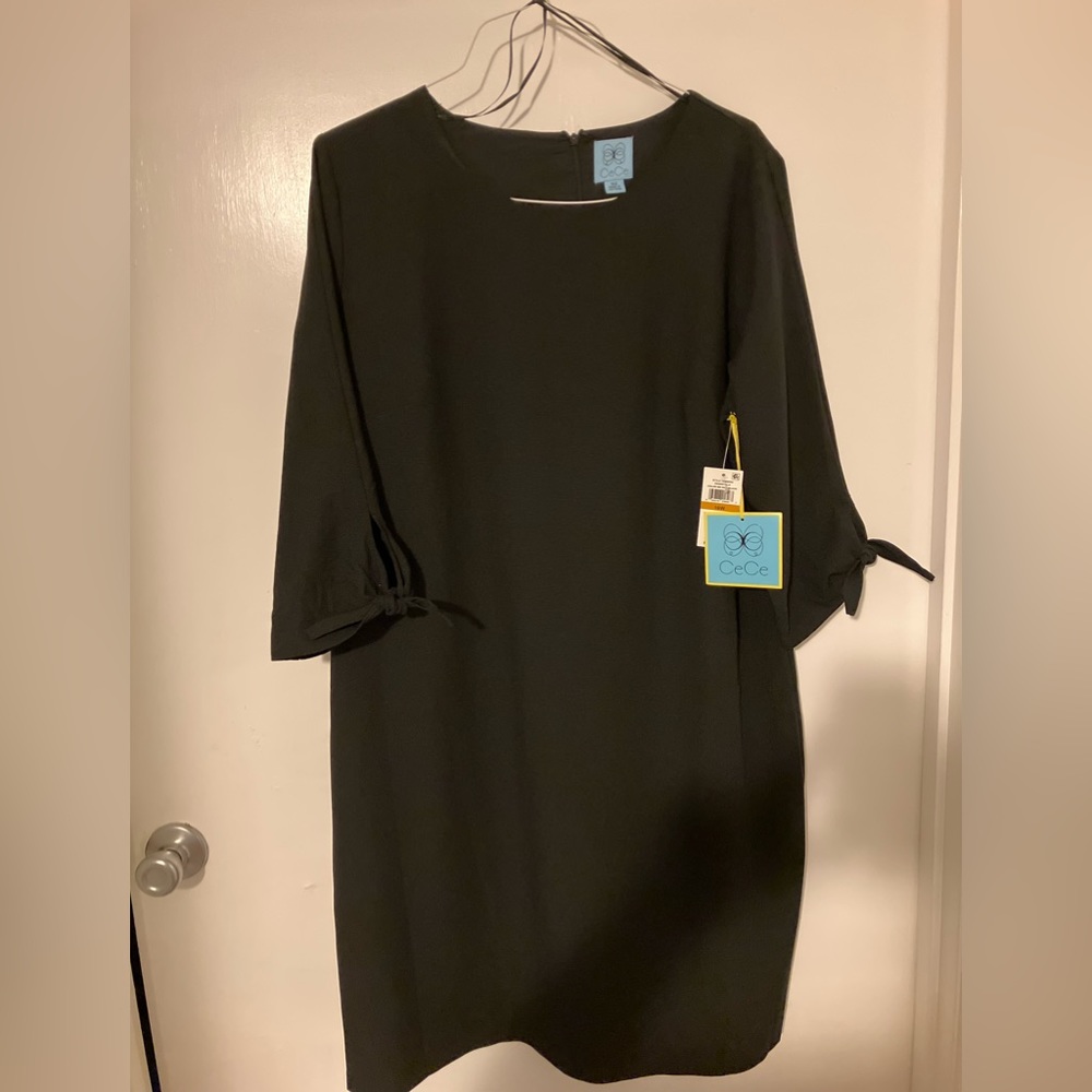 Black dress with tie sleeves